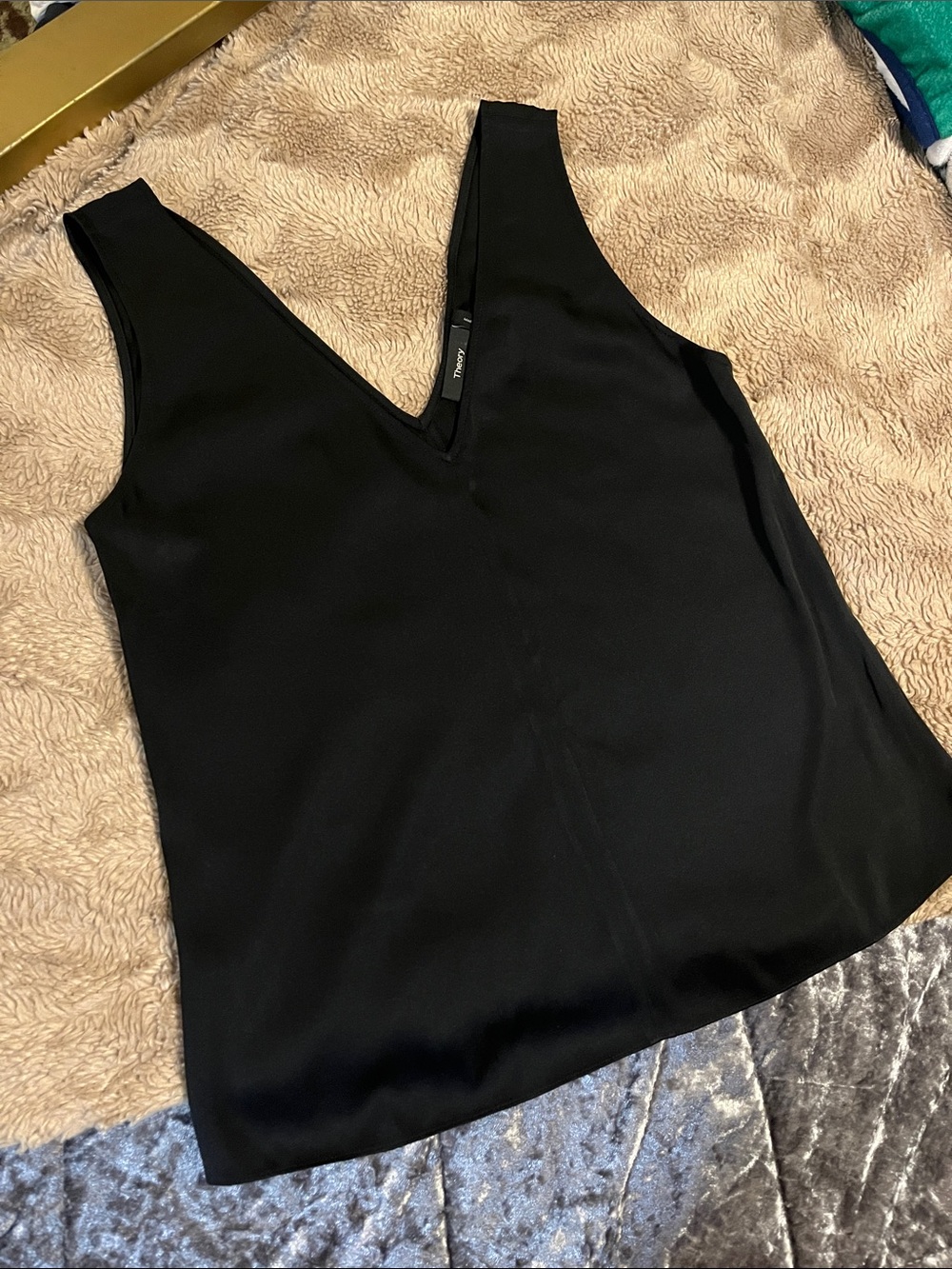 Theory black silk top